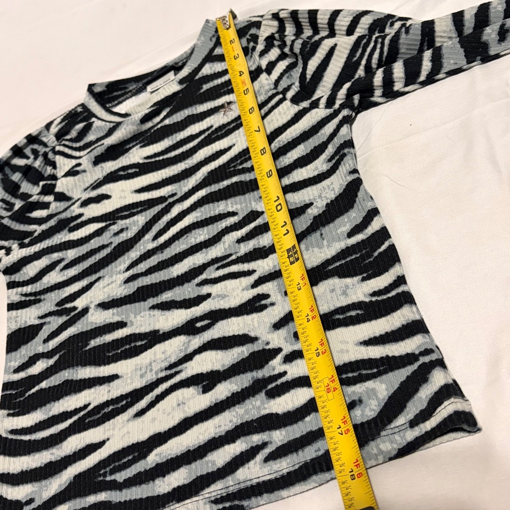 LIKE FLO Gorgeous Zebra Print Ribbed Long Sleeve top with star embroidery - Picture 12 of 14